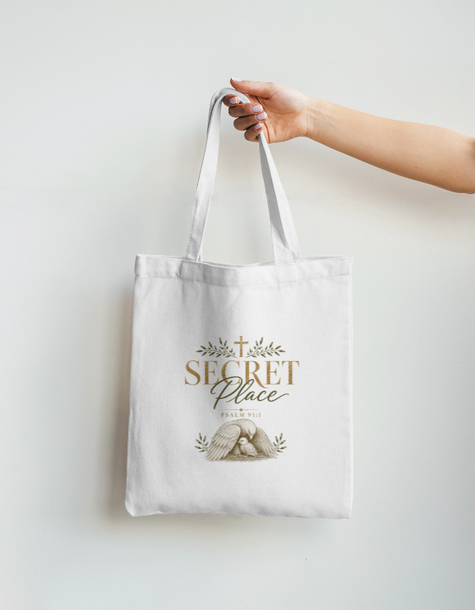 img_d7c5d1484700df.jpg Secret Place | Psalm 91:1 | Christian Tote Bag Non Zipper - Image 1